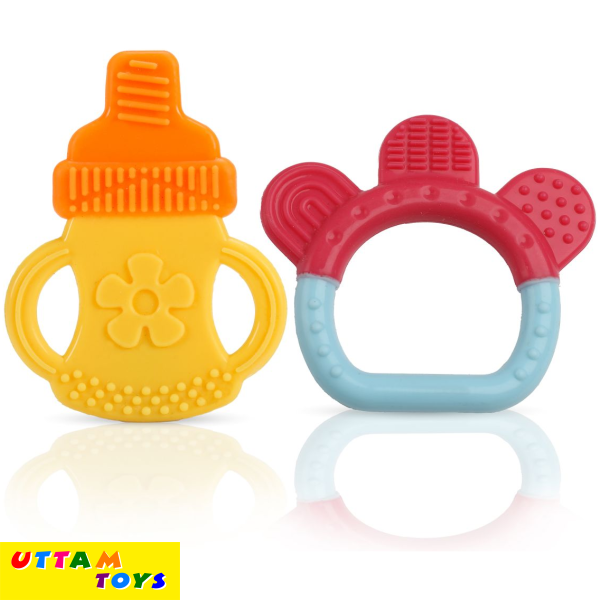 LuvLap Baby Silicone Teether (Orange & Yellow)