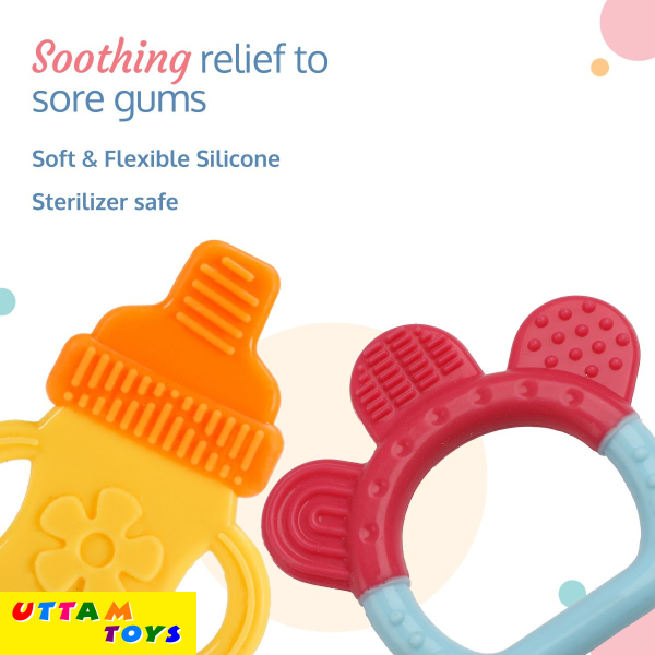 LuvLap Baby Silicone Teether (Orange & Yellow)