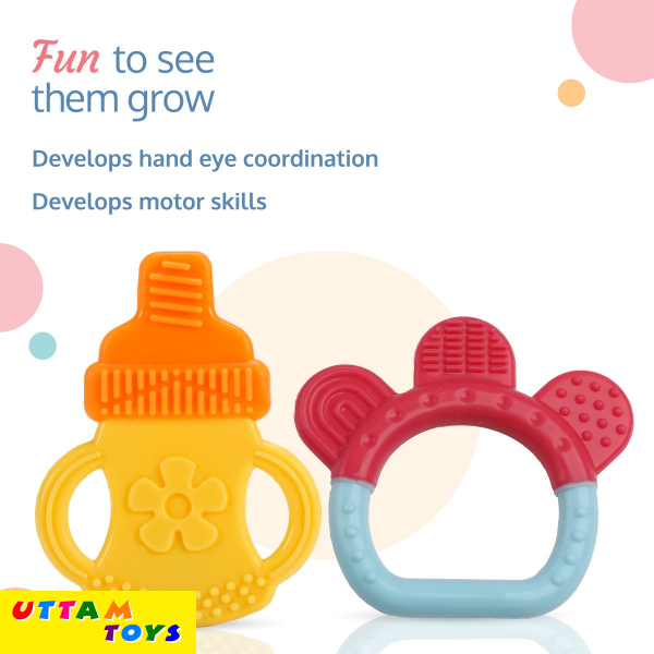 LuvLap Baby Silicone Teether (Orange & Yellow)