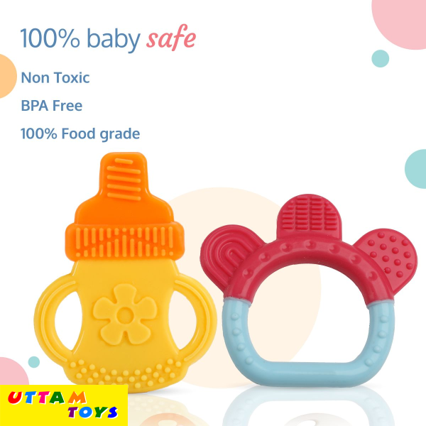 LuvLap Baby Silicone Teether (Orange & Yellow)