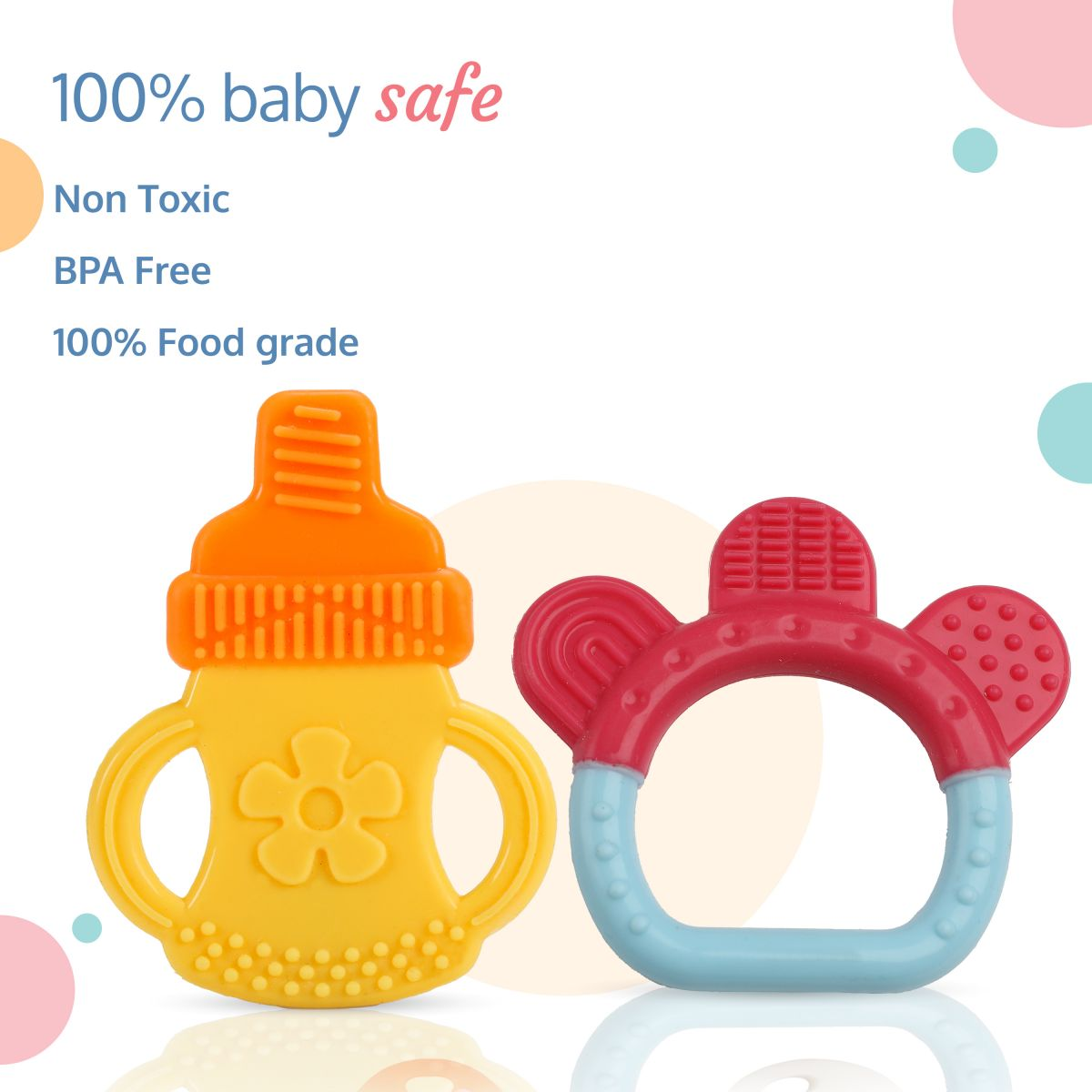 LuvLap Baby Silicone Teether (Orange & Yellow)