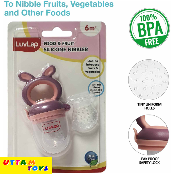 Luvlap Silicone Food & Fruit Nibbler - Pink