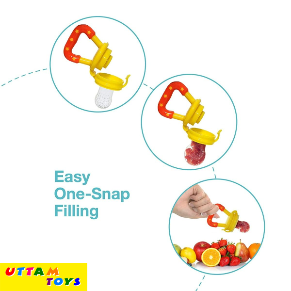 LuvLap Silicone Food/Fruit Nibbler with Extra Mesh, Infant, Joystar Yellow, BPA Free