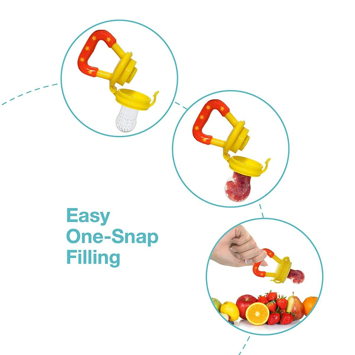 LuvLap Silicone Food/Fruit Nibbler with Extra Mesh, Infant, Joystar Yellow, BPA Free