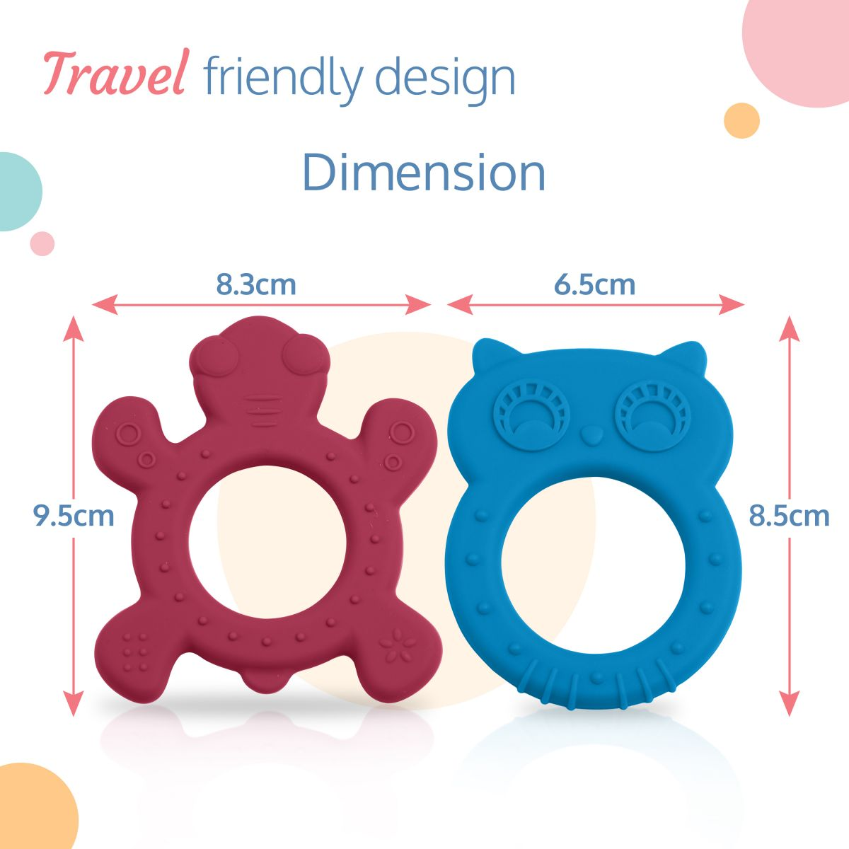 LuvLap Baby Silicone Teether for teething gums, Dual Pack(Blue & Rubine Red)