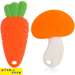 LuvLap Baby Silicone Teether (Orange, White & Green)