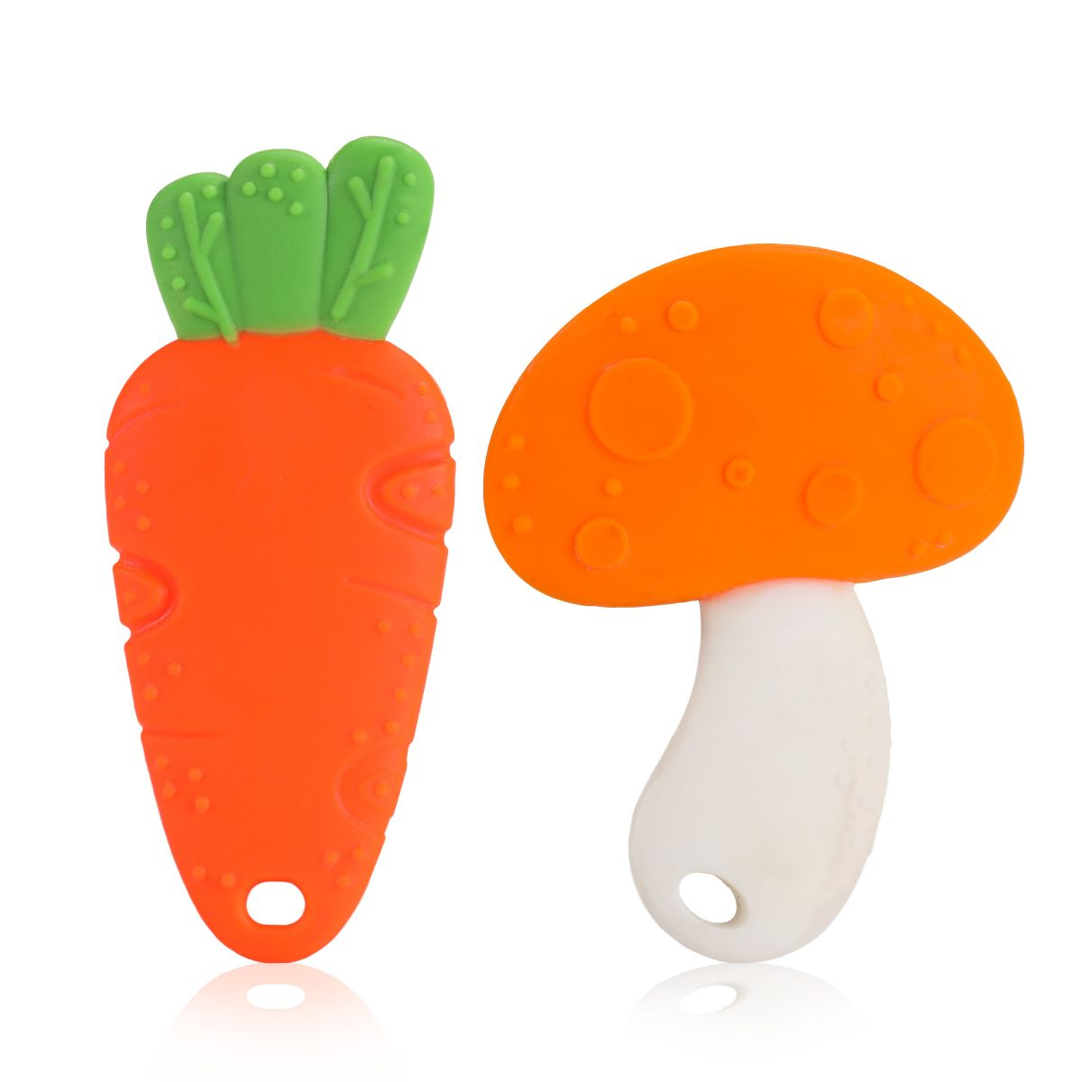 LuvLap Baby Silicone Teether (Orange, White & Green)