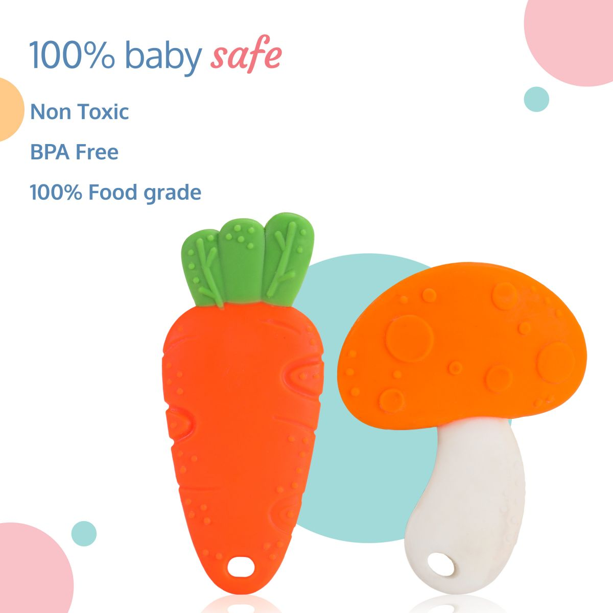 LuvLap Baby Silicone Teether (Orange, White & Green)