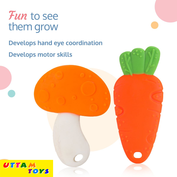 LuvLap Baby Silicone Teether (Orange, White & Green)