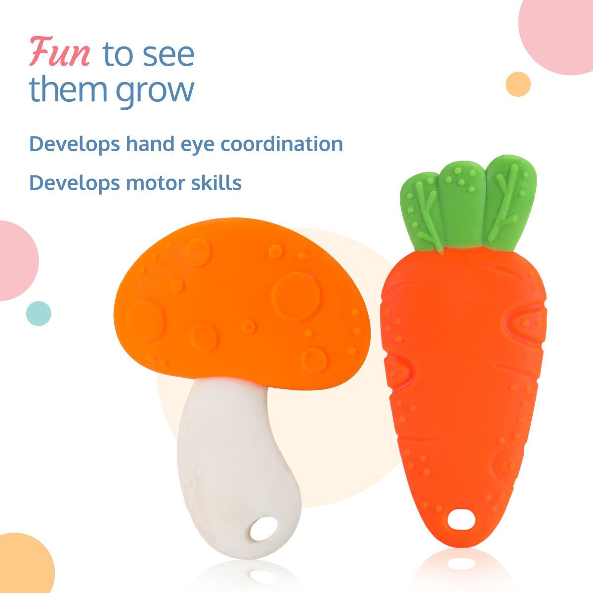 LuvLap Baby Silicone Teether (Orange, White & Green)