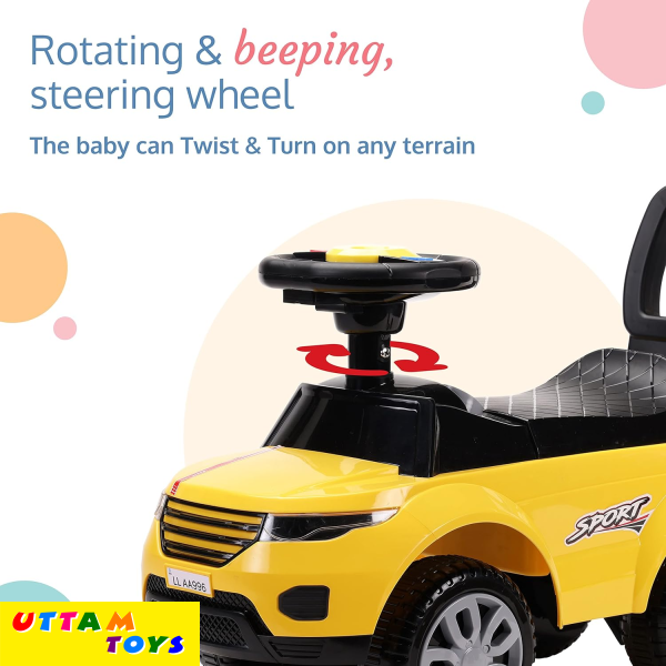 LuvLap Starlight Ride on & Car for Kids with Music & Horn Steering, Push Car for Baby with Backrest, Safety Guard, Under Seat Storage & Big Wheels, Ride on for Kids 1 to 3 Years Upto 25 Kgs (Yellow)