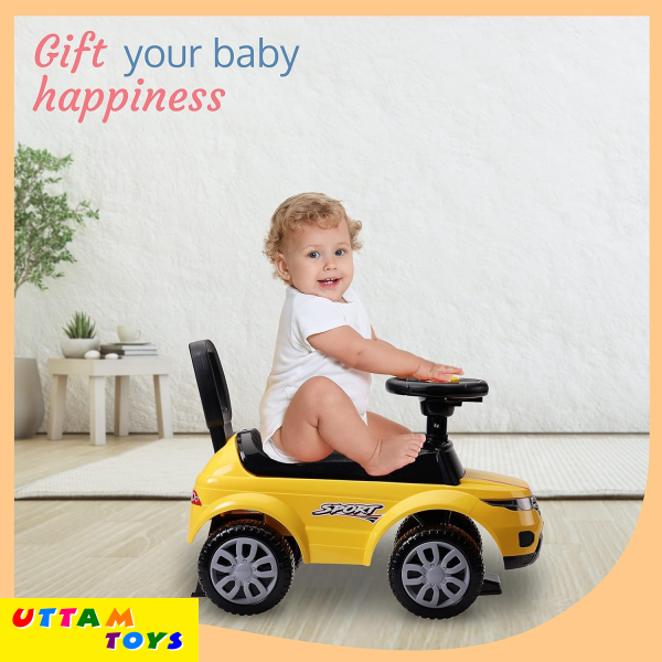 LuvLap Starlight Ride on & Car for Kids with Music & Horn Steering, Push Car for Baby with Backrest, Safety Guard, Under Seat Storage & Big Wheels, Ride on for Kids 1 to 3 Years Upto 25 Kgs (Yellow)