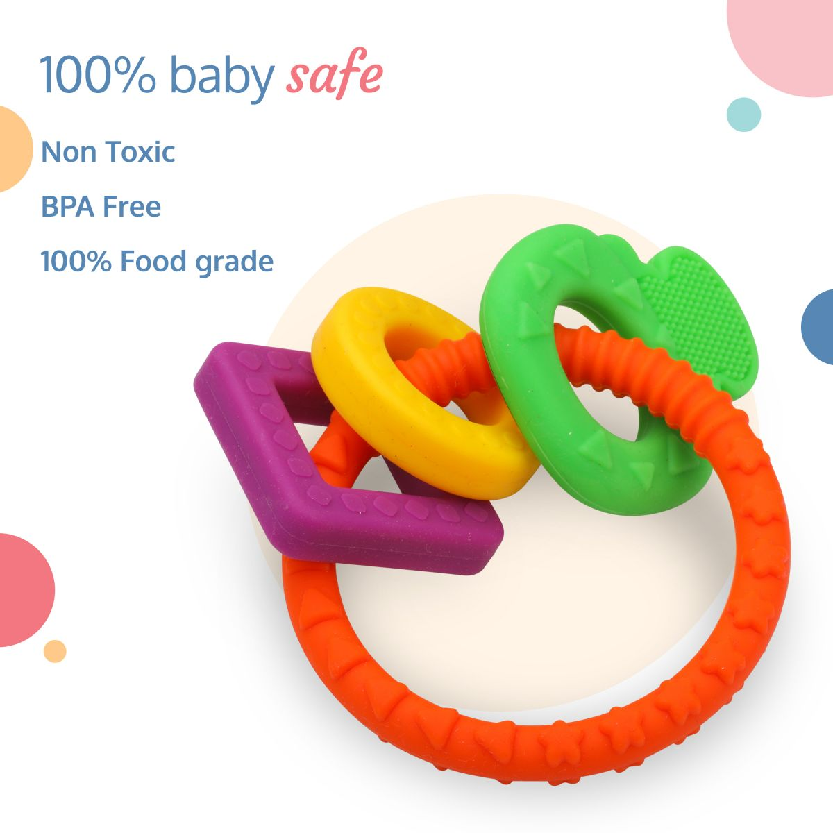 LuvLap Baby Ring Shaped Teether (Multicolor)