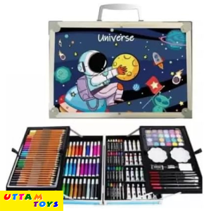 UT Color Box with Multiple Coloring Kit, Professional Drawing Color Pencils, Water Colors, Oil Pastel, Sketches and Acrylic Paint Brush for Art Craft (Unicorn Blue)